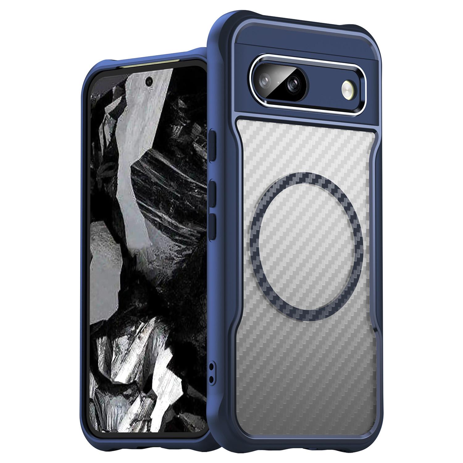 

For Google Pixel 8a Case Compatible with MagSafe Translucent TPU+PC Phone Cover Blue