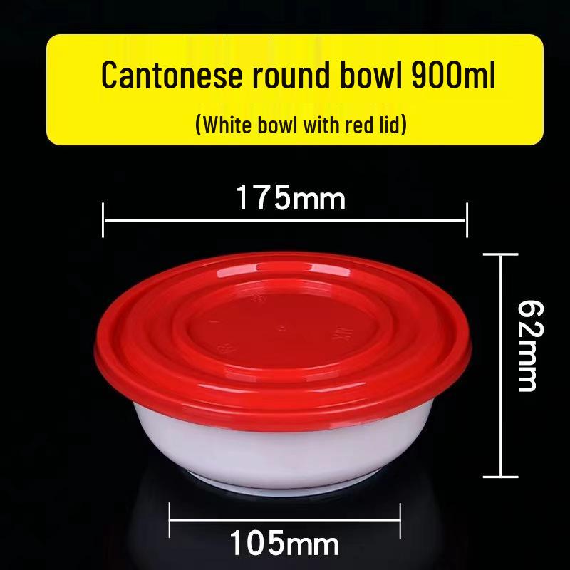Round Disposable Lunch Box with Lid - Thickened PP Plastic Food Container for Soup, Noodles, and Takeout.