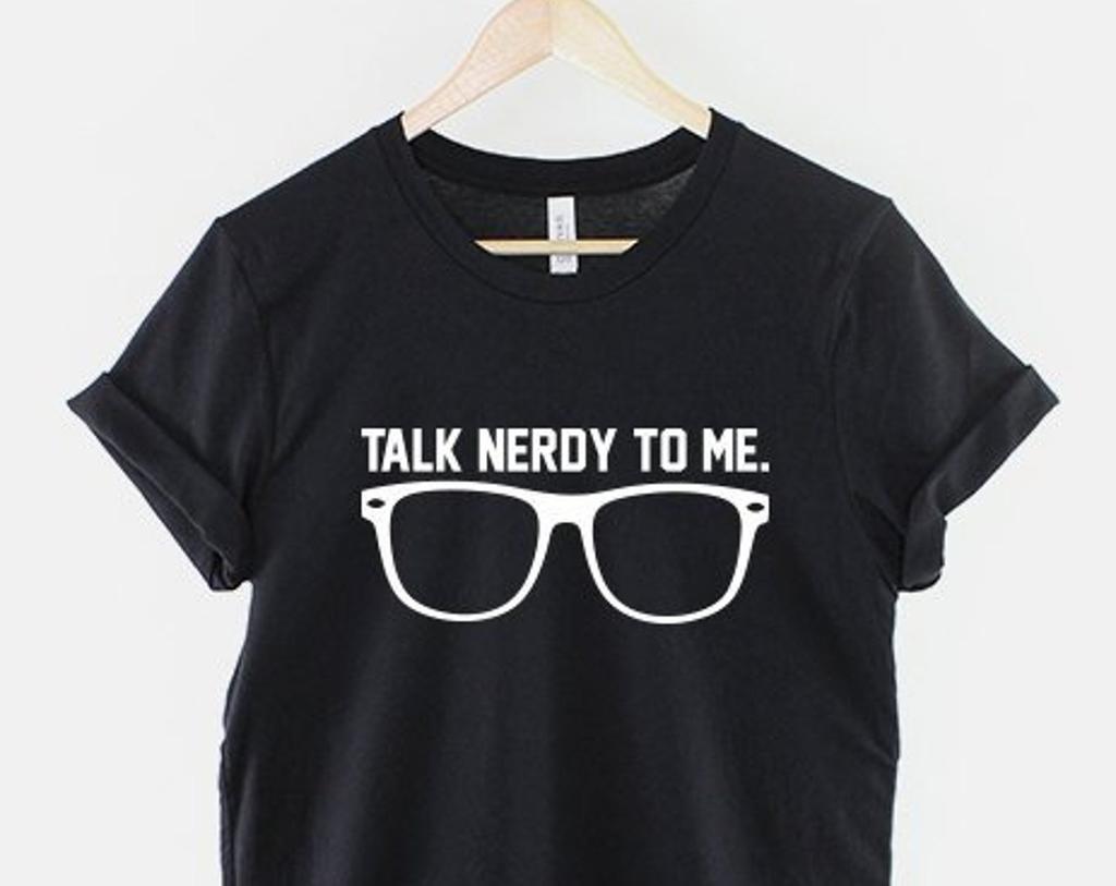 Talk Nerdy To Me Graphic Tee, Nerd Glasses Artwork, Ring Spun Cotton (Unisex XS-6XL)
