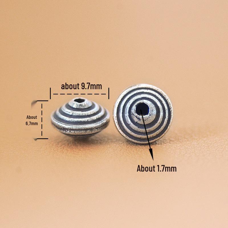 Chiang Mai Handmade Silver Spacer Beads 9.7mm - DIY Retro Silver Bracelet Accessories