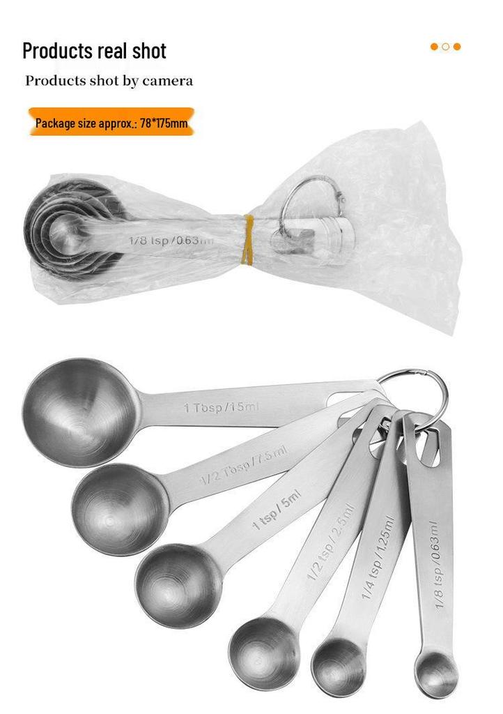 Stainless Steel Round Measuring Spoon Set for Coffee, Baking, and Milk Powder