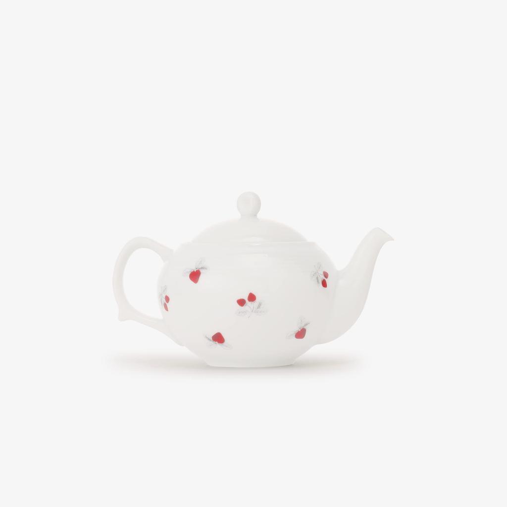 Afternoon Tea Living Teapot GU53 Strawberry Teapot with Strainer, Parallel White