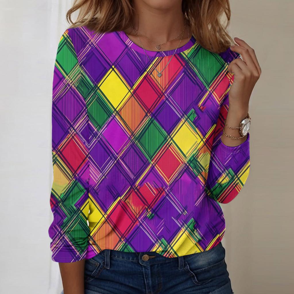 Langarmshirts für Damen, niedlicher Aufdruck, Grafik-T-Shirts, Blusen, lässig, Übergröße, Basic-Tops, Pullover