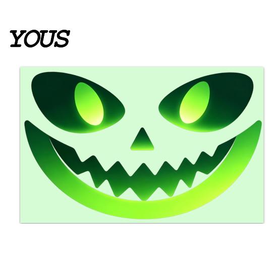 Luminous Bathroom Wall Art Glow In The Dark Sticker, Self-adhesive Ghost Face Shape Decals, Decorative Stickers for Toilets Halloween Waterproof