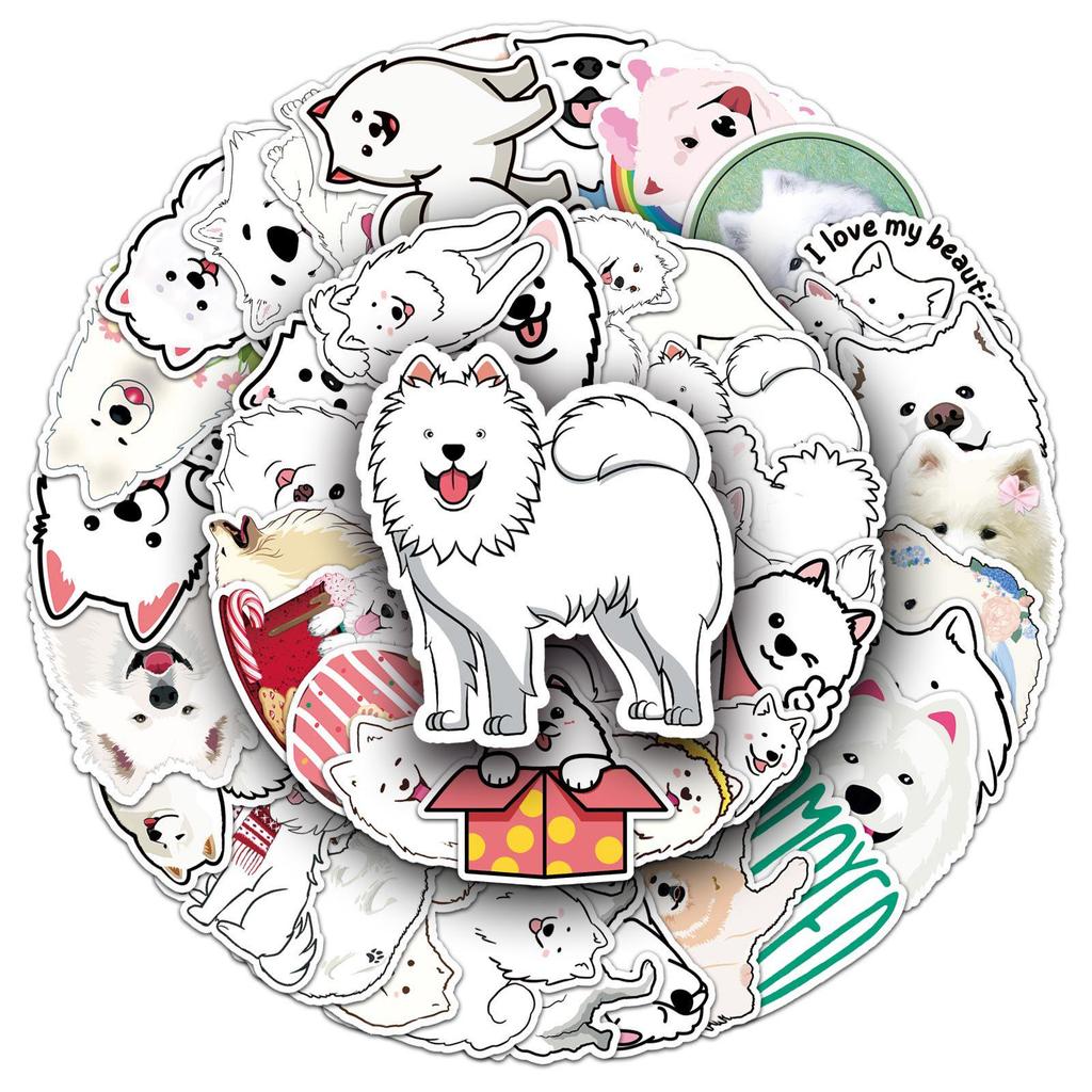 50 Samoyed Dog Graffiti Stickers – Cute Cartoon Waterproof Stickers for Kids' DIY Projects, Phones, and Suitcases