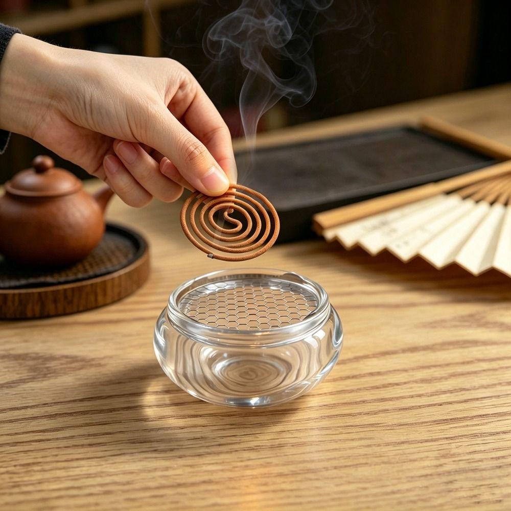 Glass Aromatherapy Stove Mini Mosquito Coils Tray Ancient Style Fragrance Censer Tea Ceremony