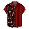 Men's Christmas Style Printed Short Sleeve Loose Button Casual Shirt Shirt Top