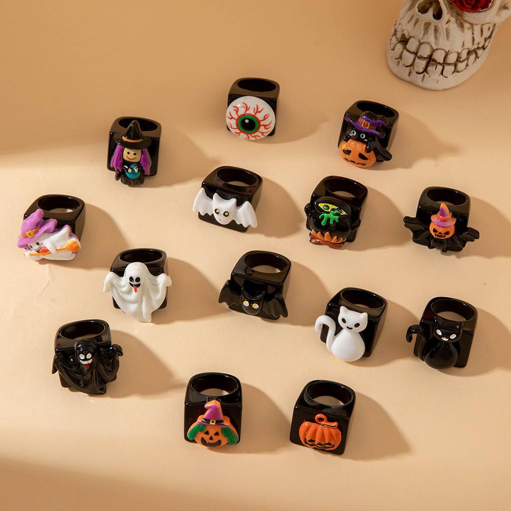 Halloween Creative Resin Ghost Pumpkin Ghost Ring Dark Easter Ring Girl