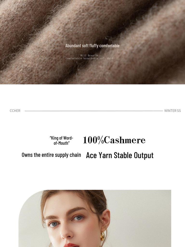 Elegant 100% Pure Cashmere Sweater for Women - Half-High Neck, Solid Color Pullover, Perfect for Autumn/Winter