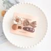 4pcs Toddler Girl Hair Clip Retro European Style Milk Tea Color Bow Floral Kids Hairpin Lovely Bang Side Clip Hair Accessories