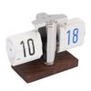 Flip Desk Clock Vintage 12H Battery Powered Mechanical Digital Auto Flip Down Calendar Clock for Living Room Table