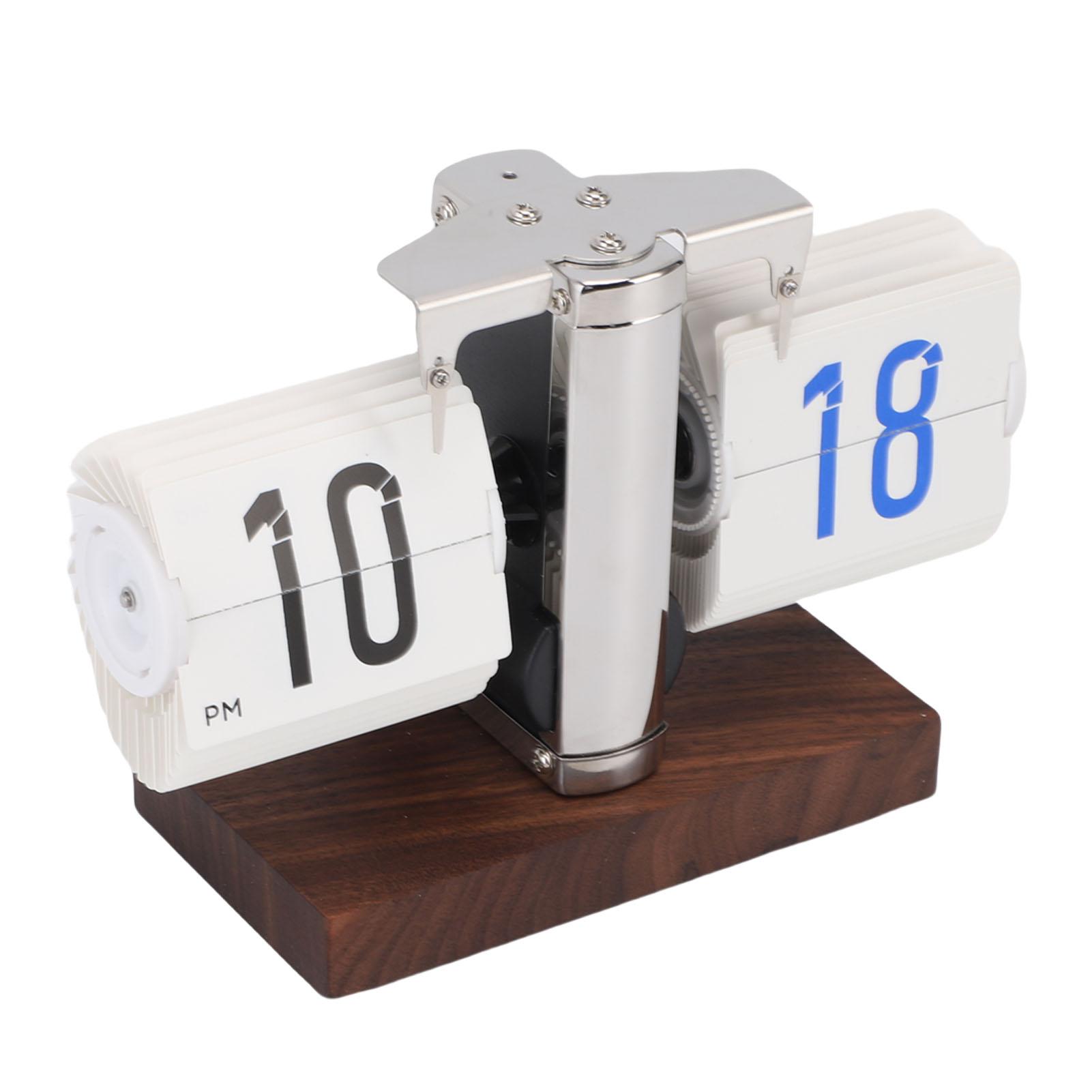 

Flip Desk Clock Vintage 12H Battery Powered Mechanical Digital Auto Flip Down Calendar Clock for Living Room Table белый