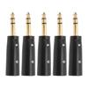 5Pcs Audio Adapter Metal 6.35mm Stereo Male To Mono Converter Cable Connector for Microphone