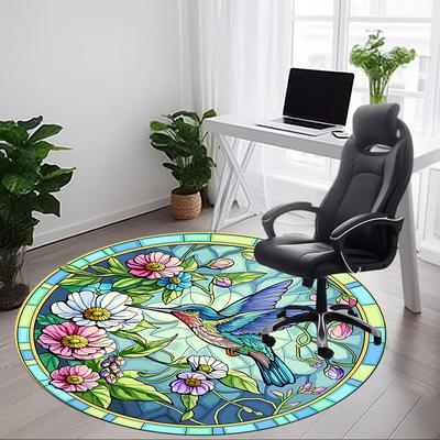 1pc Hummingbird Stained Glass Chair Carpet for Office, Soft Comfortable Mat For Office, Living Room, Bedroom, Machine Washable Carpet Yy251112155