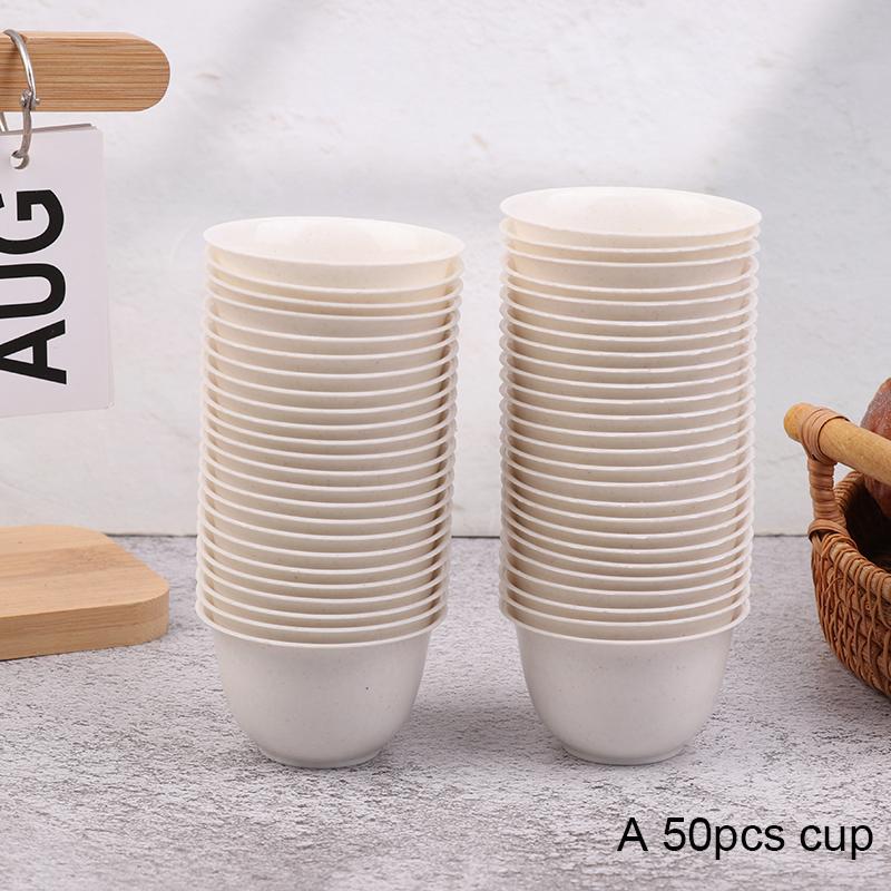 1Pc Transparent Cup Holder Or 50 Disposable Kung Fu Tea Cup Rice Husk Fiber Cup High Temperature Resistant Degradable Test Cups
