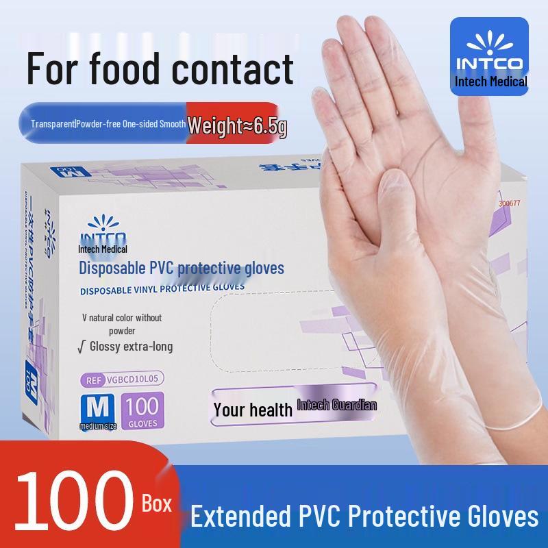 Yingke Disposable PVC Gloves: Non-stick, Waterproof, Food Grade for Kitchen and Baking.