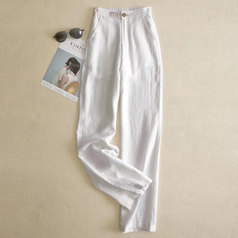 Linen Wide-leg Pants Women's Trousers Fashion Loose Simple Cotton Linen Women's Drape High-waisted Straight Pants