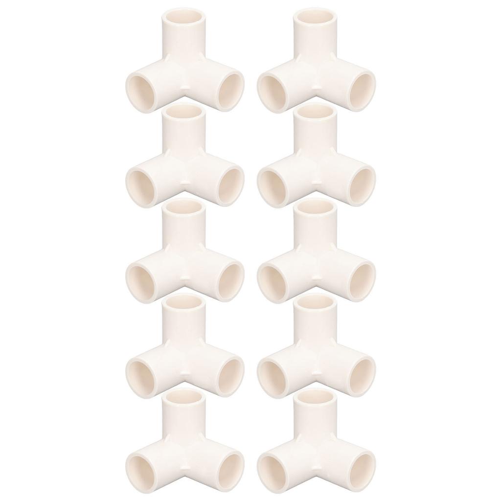 10PCS 3 Way Pipe Fittings PVC Plastic Tee Fitting Elbow Corner Connector 25mm Inner Diameter White