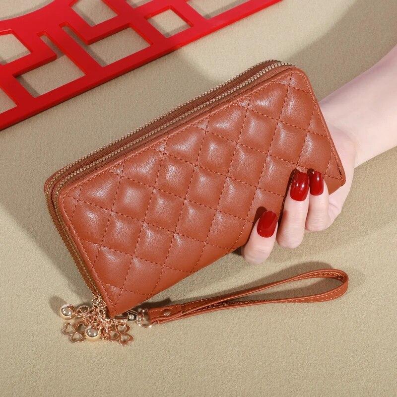 Long Women Wallet Purses Tassel Coin Holder_arge Capacity Double Zipper Pu LeatherCard Multilayer Storage Moneyclip Clutch Bag