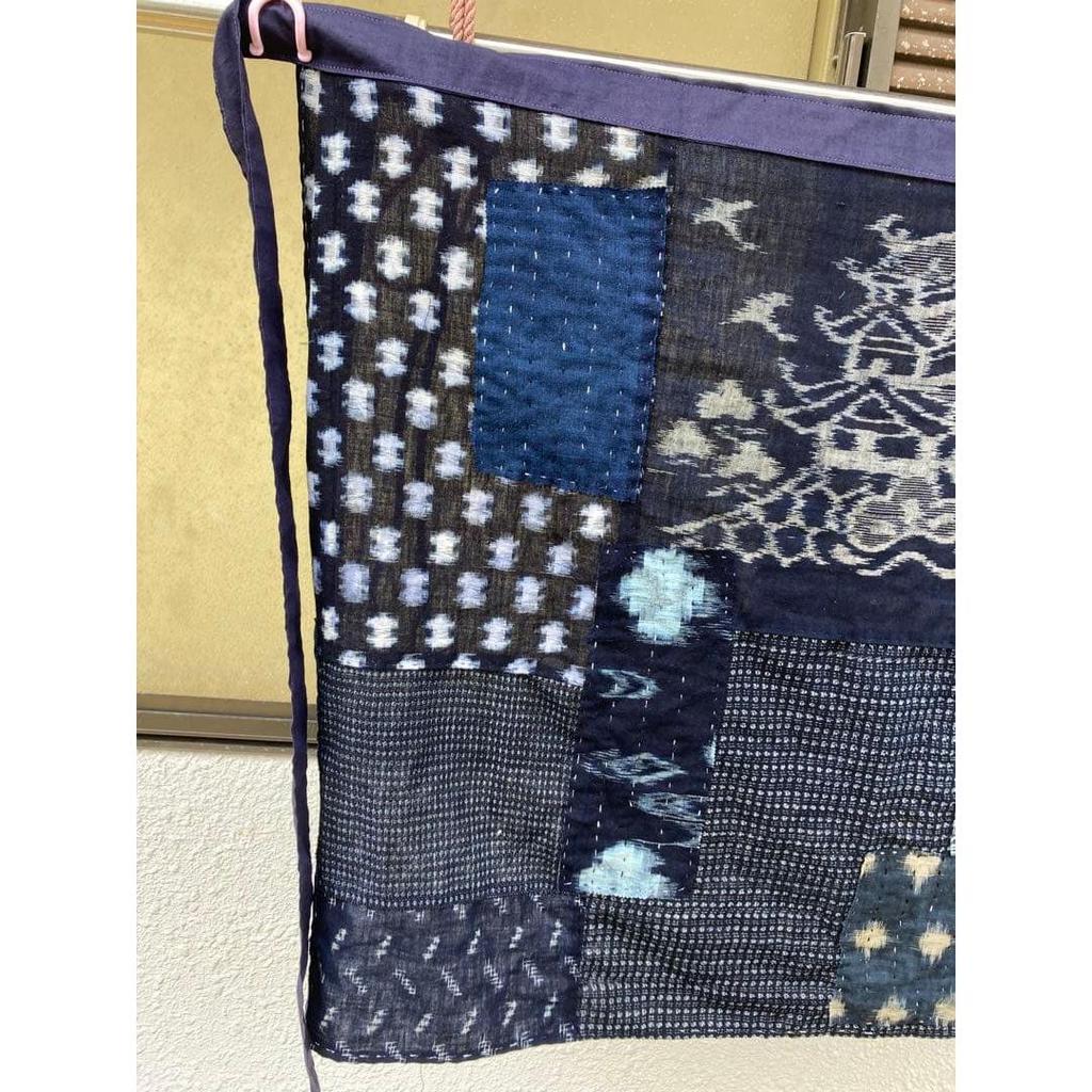 Used B51 Boro apron, old cloth, remake, indigo dye, kasuri, patchwork, pieced together, sashiko