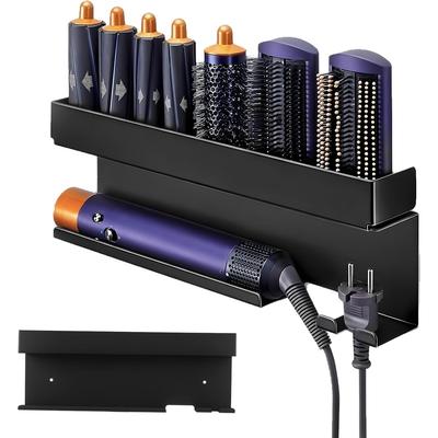 Soporte de pared para secador de pelo para Dyson - Soporte para plancha de pelo para rizadores, accesorios para estilizador, estante organizador para guardar el secador de pelo