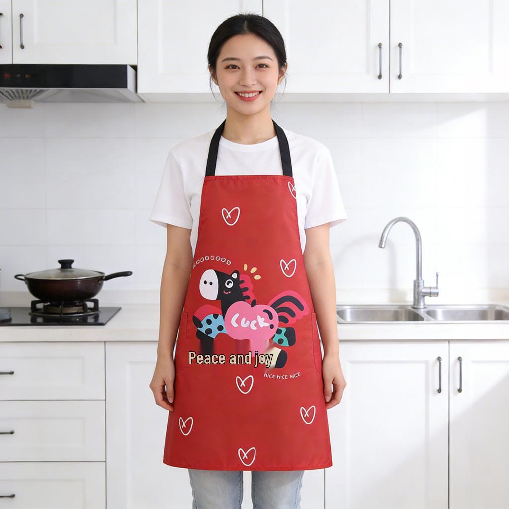 New Year Women's Fashion Waterproof Horse Apron - Cute Cooking Kitchen & Home Waist Apron