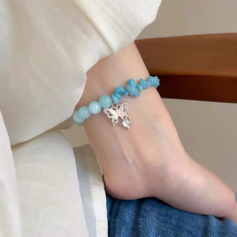 Butterfly Blue Delicate Bracelet For Women Sweet Style Beaded Friendship Jewelry