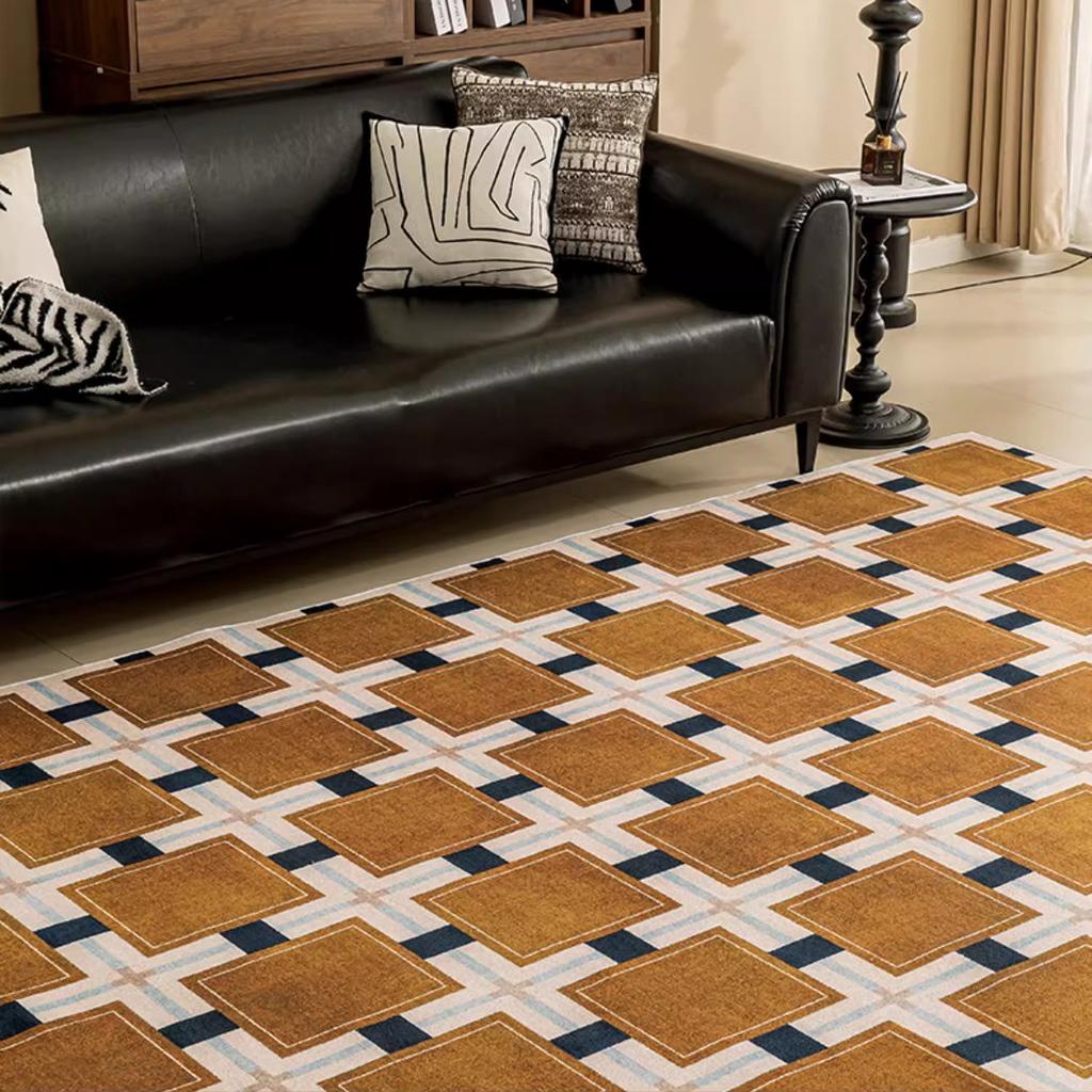 Plaid Retro Carpet Living Room Large Area Study Bedroom Bedside Soft Floor Mat Room Leisure Area Coffee Table Rug Tapis