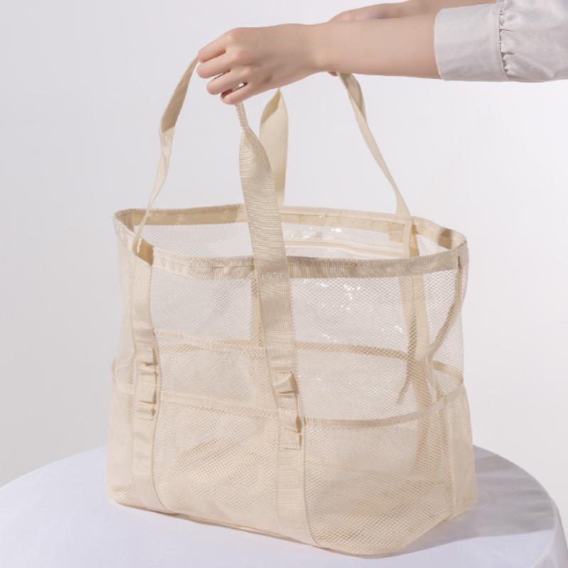 Handliche Strandtasche Große Kapazität Reise Badeanzug Aufbewahrungs-Organizer Tragbare Tote Tasche Schwimm-Netz Tasche für den Urlaub Neue Sporttasche