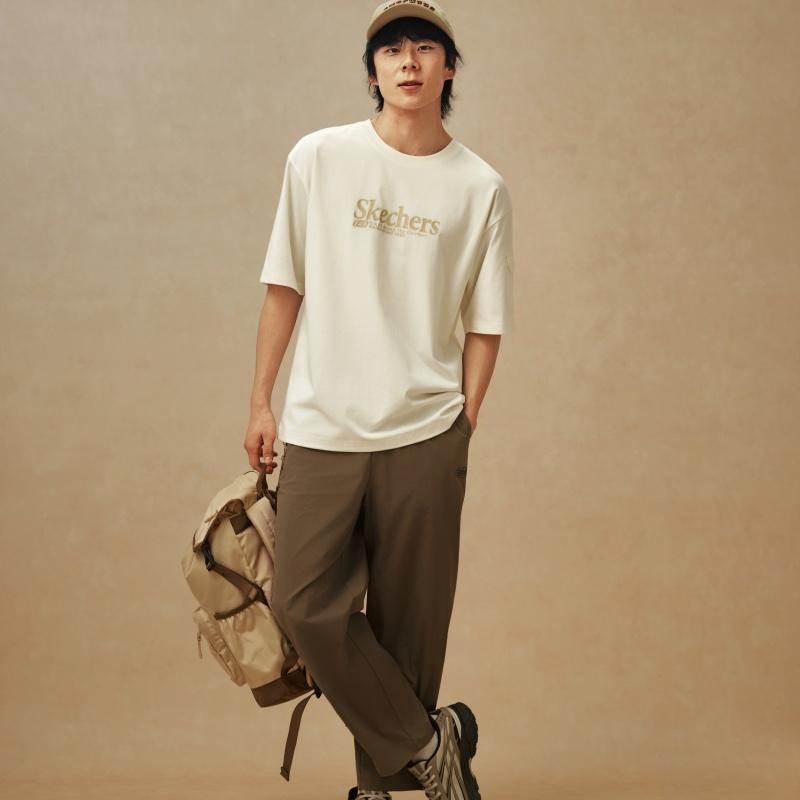 Skechers Loose Fit Round Neck Pullover Short Sleeve Comfortable Breathable T-Shirt Men tops L226M004-0074