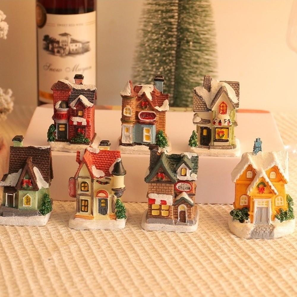 Christmas Micro Landscape Model Resin Miniature House Decor New House Ornament Festive Decor