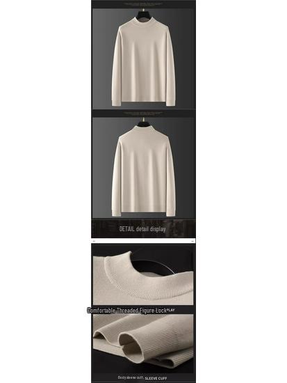 Men's Fleece-Lined High-Neck Knit Sweater: Thick Casual Autumn/Winter Pullover 2025