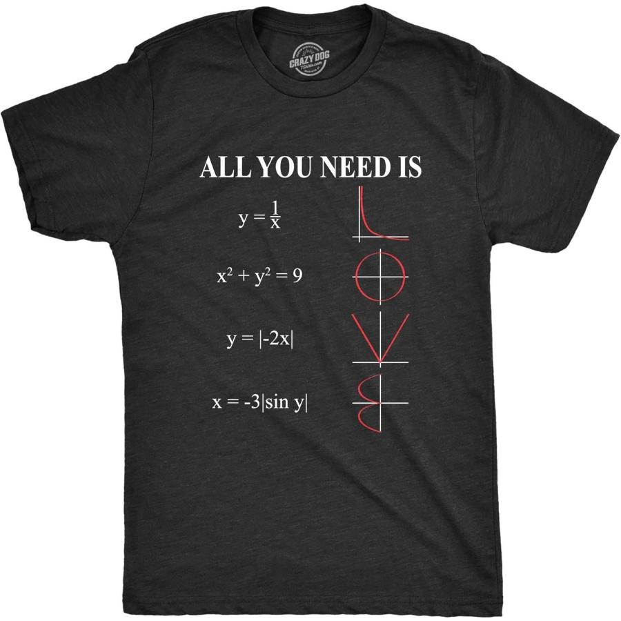 Mens All You Need is Love Equation Tshirt Funny Nerdy Math Tee S