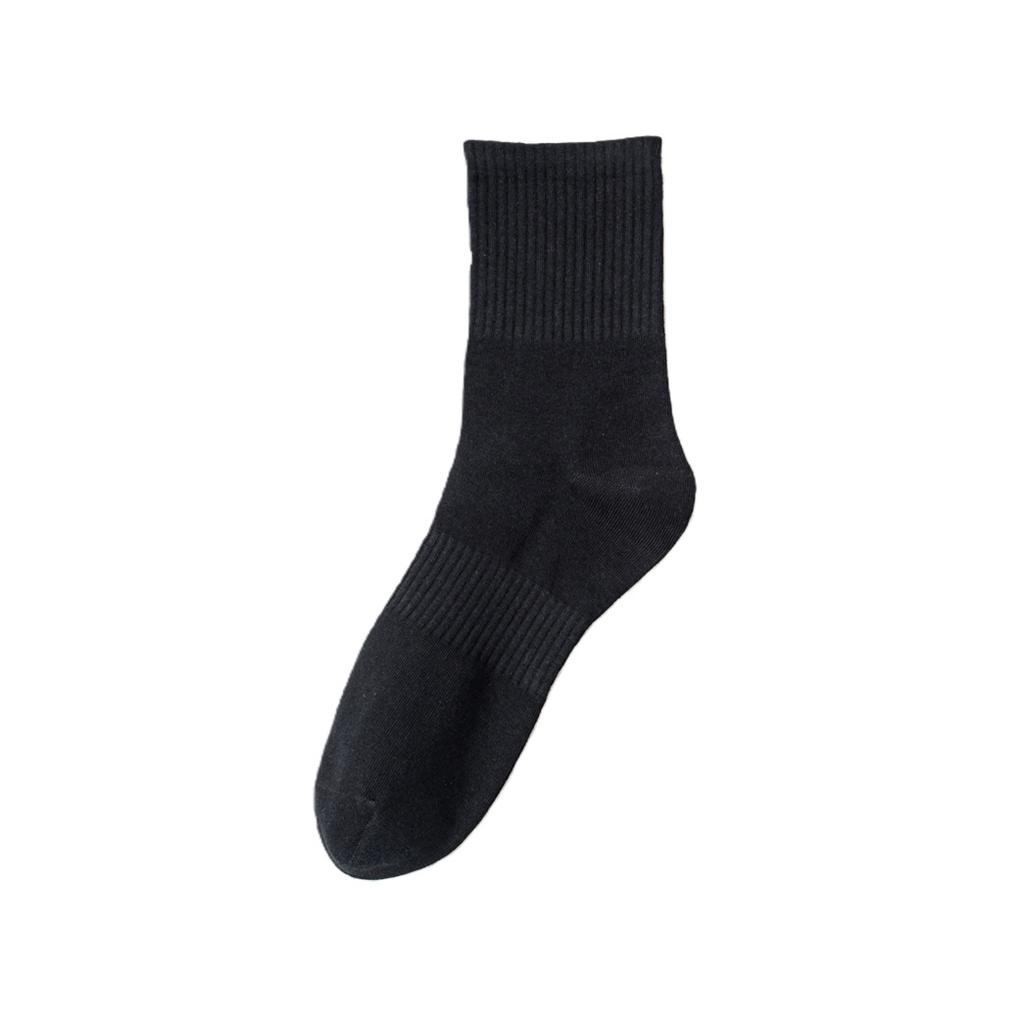 Long-staple Cotton Men's Solid Color Antibacterial Fitted Breathable Cotton Socks for All Seasons, Casual and Breathable Black Socks