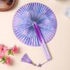 Folding Paper Fan With Traditional Floral Pattern Vintage Round Hand Held Paper Fan Group Fan Antique Chinese Style Fan Home
