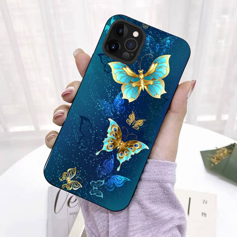 Süße bunte Schmetterlings-Telefonhülle für iPhone 11 12 13 Mini Pro Max 8 7 6 6S Plus X 5 SE 2020 XR XS Funda Case