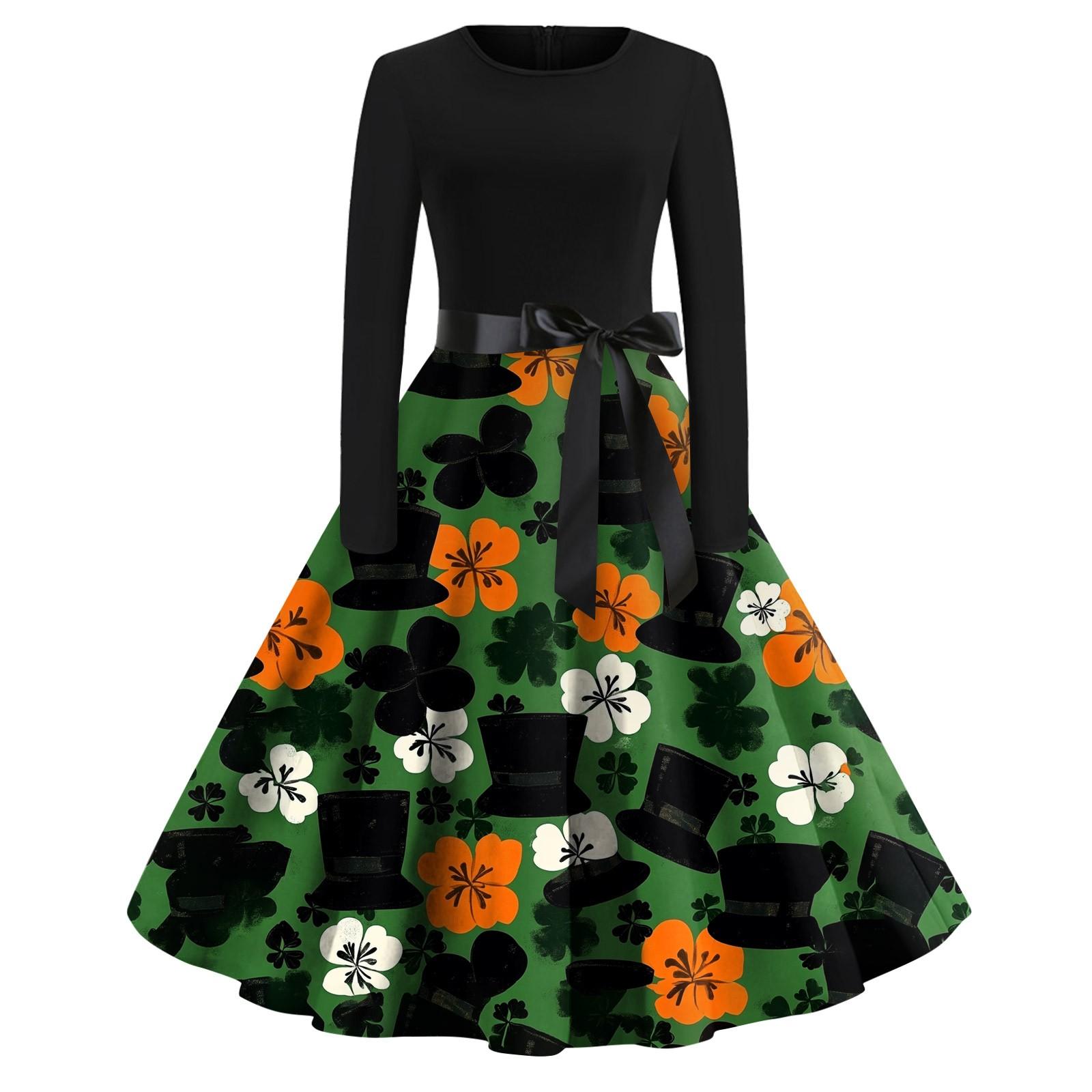 

Женское платье с круглым вырезом и большим подолом, плиссированная юбка с длинными рукавами, платье XXXXXL оранжевый