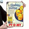 PYOMY D Flat Metal Sign Blueberry Muffins Retro Tin Wall Art Kitchen Decoration X Inch