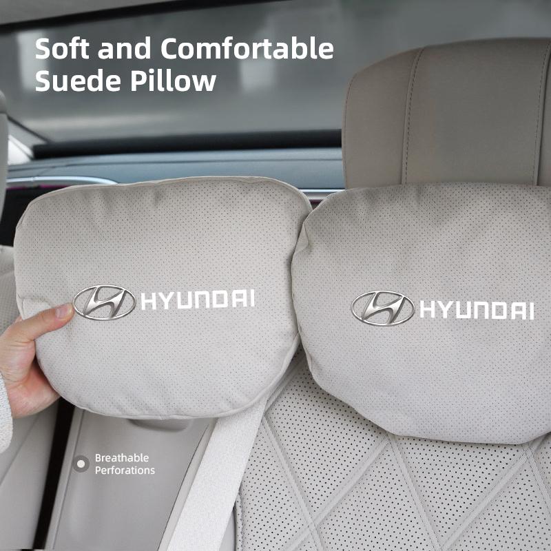 Car Suede Breathable Neck Pillow Memory Foam Lumbar Pillow For Hyundai Creta Matrix Elantra Getz Ioniq Solaris GDI Santafe Equus ZZ39