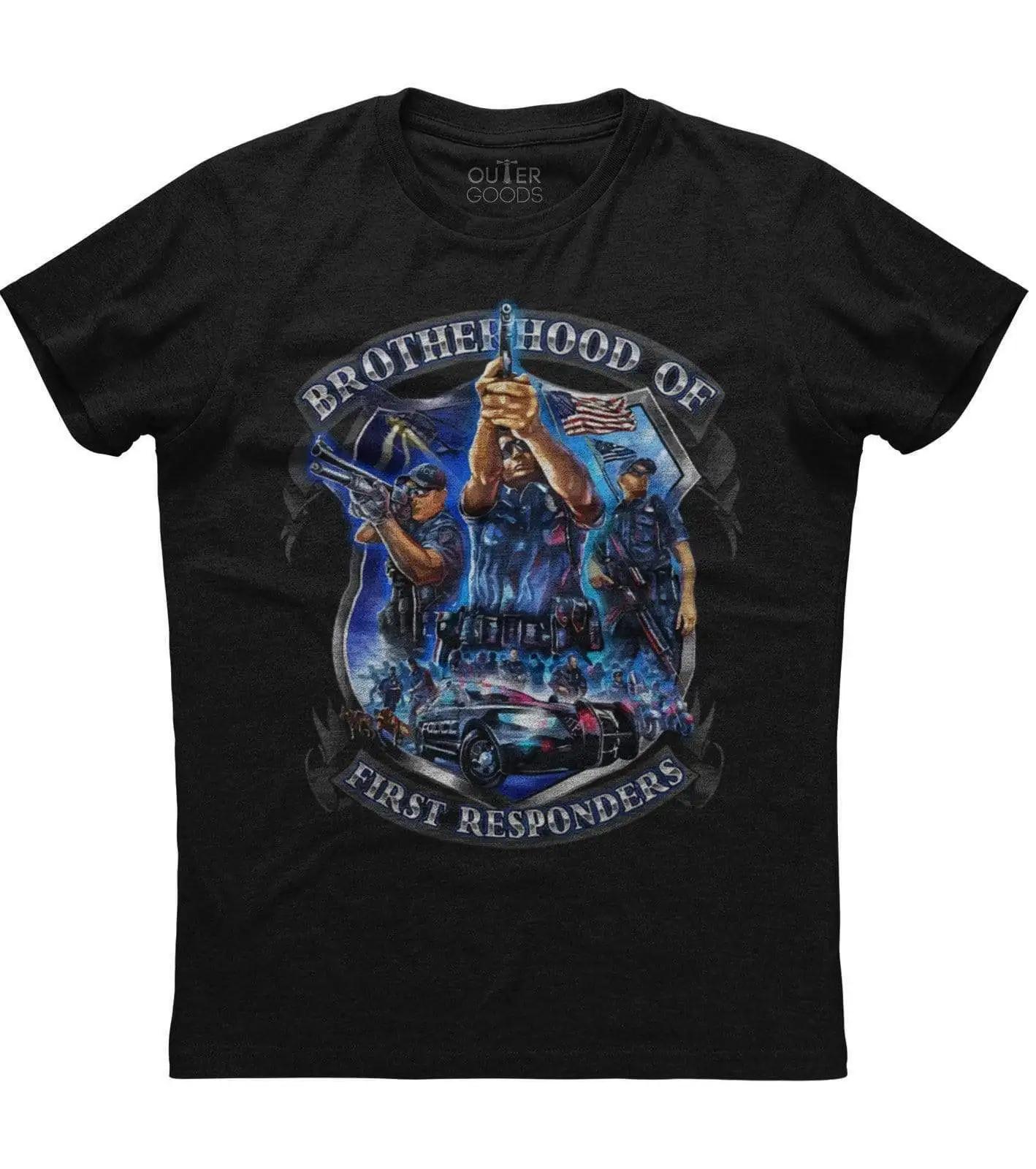 

Brotherhood Of First Responders Funny Graphic Phrase TShirt Summer Cotton ONeck Short Sleeve Mens T Shirt New S3XL S