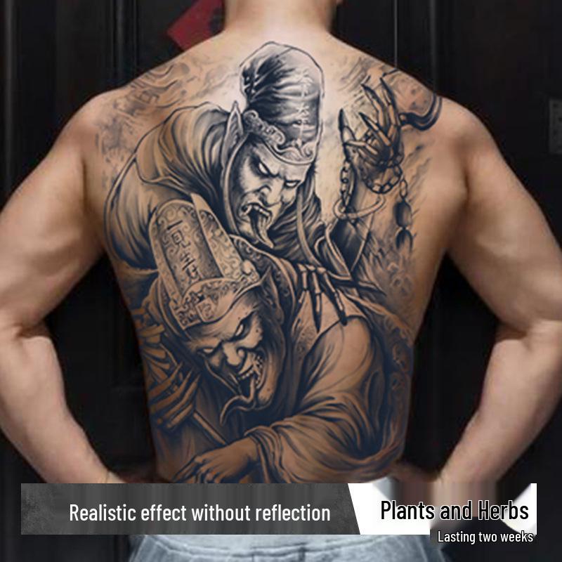 Wasserdichter semi-permanenter Vollrücken-Kräuter-Tattoo-Aufkleber - Langlebiges, realistisches Design für Männer und Frauen