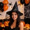 Lace Pointed Hat Steeple Halloween Witch Hat, with Edge, Lightweight Fabric Breathable Headwear, for Cosplay Party Costume Fairy Tale Accessory