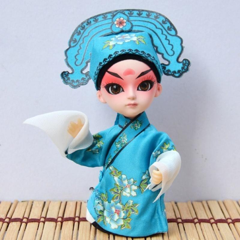 Chinese Peking Opera Mask Doll Opera Character Decoration Silk Doll Chinese Handmade Decorative Gifts Shop Decoration Doll