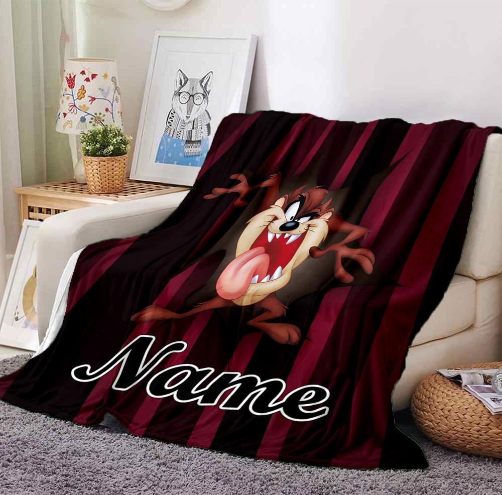 Custom Name Tazmanian Devil Flannel Blanket Throw Blanket Soft Warm Sofa Bed home Decor Unique Gift