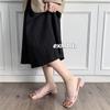 Women's Leather Slide Sandals Square-toe Block Heel Mules with Woven Strap for Summer Casual Wear