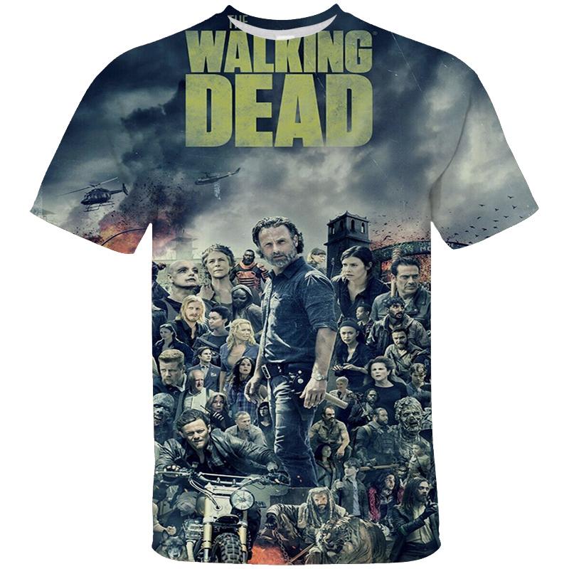 Movie The Walking Dead Graphic T Shirt Men's Clothes Horror 3D Printed Fashion Tees O-Neck T-shirt Harajuku Summer Unisex Tops