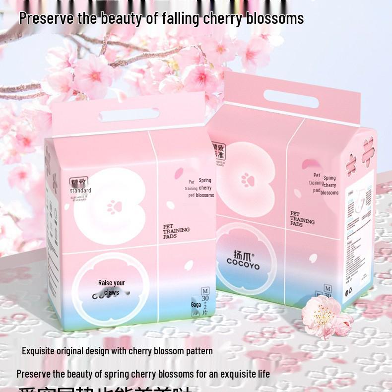 Cocoyo Cherry Blossom Scented Pet Training Pads, Thickened Absorbent Dog Pee Pads with Adhesive Backing. Large L [60x90cm] 20 pieces