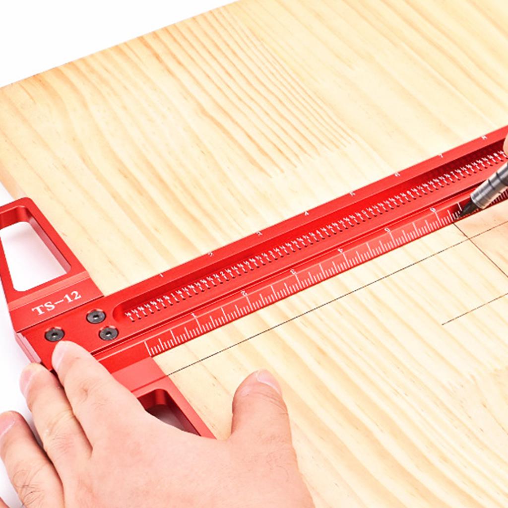 T Type Woodworking Scriber Ruler Architect Square Drafting Ruler Aluminum Alloy Measuring Tool Compatible for Carpenter