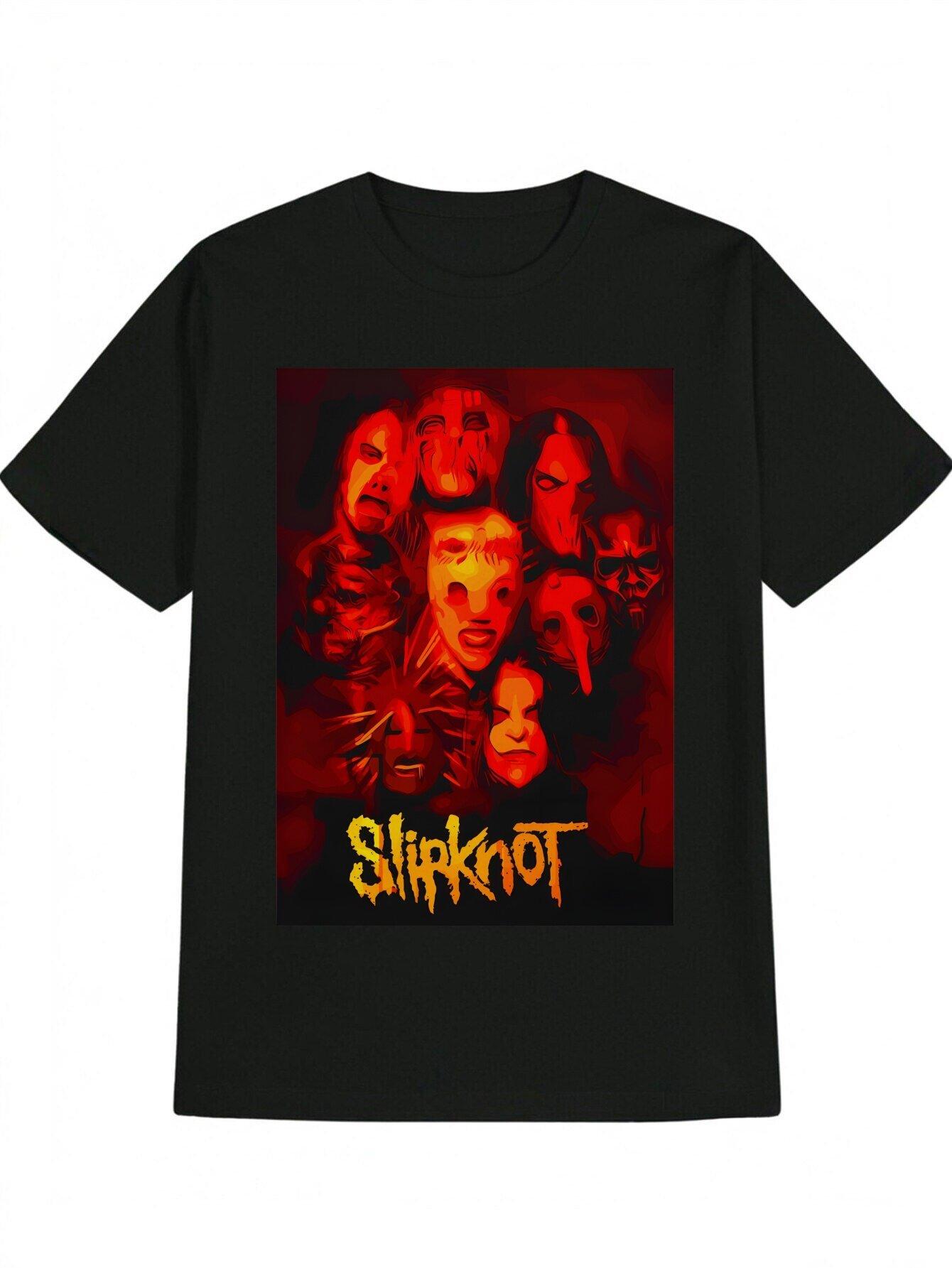 Slipknot Graphic T-shirt - Black Crew Neck Tee with Bold Band Print & SLIPKNOT Text XXXXL