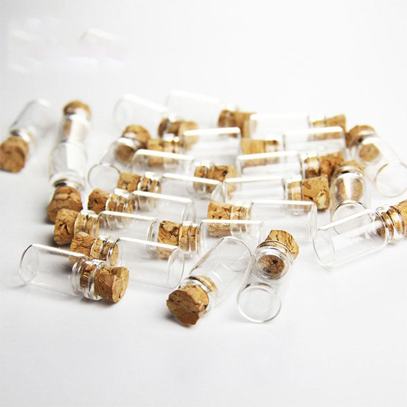10Pcs Mini Small Glass Bottles With Clear Cork Stopper Jars Tiny Wedding Vials